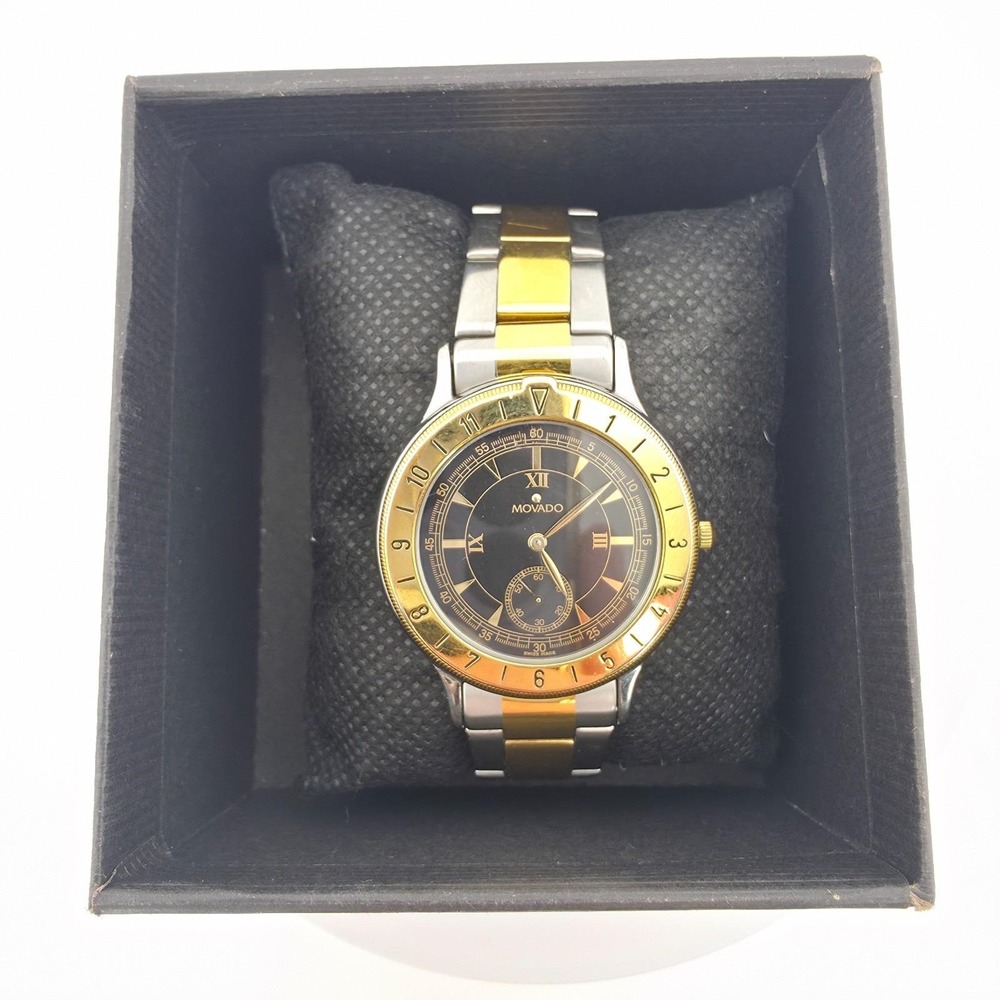 Vintage MOVADO Watch 81.09.861 SWISS Movement Stainless Steel Gold Plate 6.75" - Picture 7 of 15